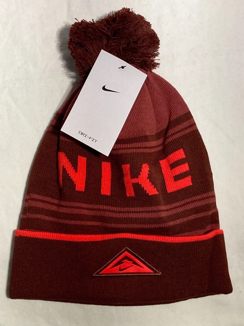 Nike Trail Maroon Knit Pom Beanie